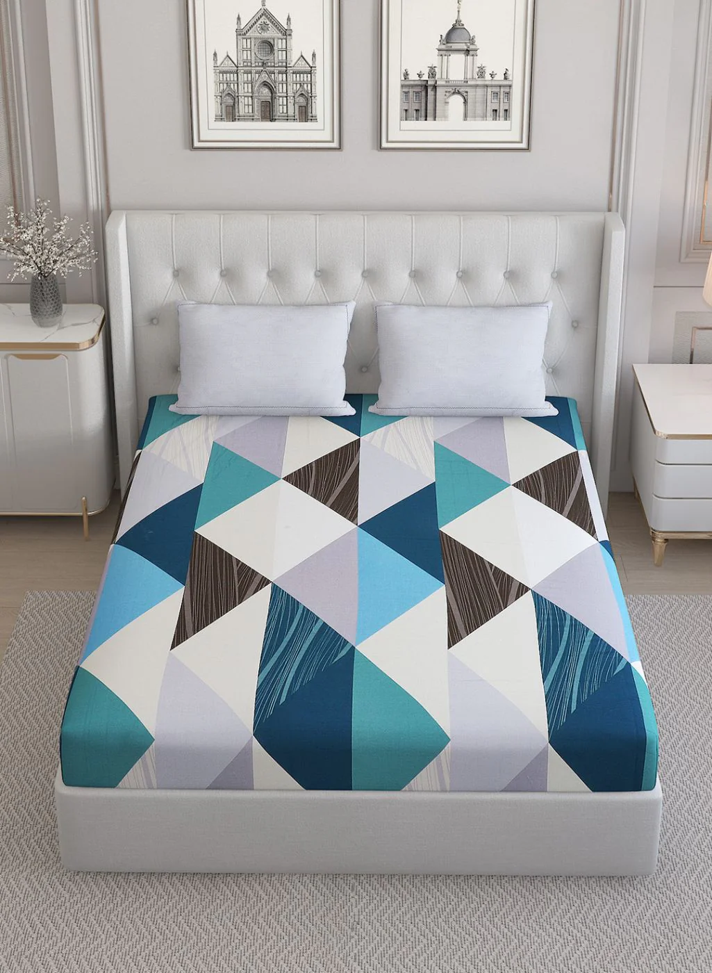 200TC Pure Cotton Queen Bedsheet with 2 Pillow Covers - Image 3
