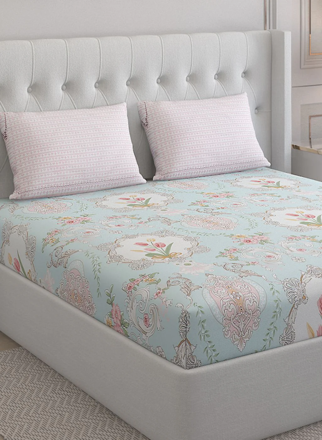 200TC Pure Cotton Queen Bedsheet with 2 Pillow Covers - Image 4