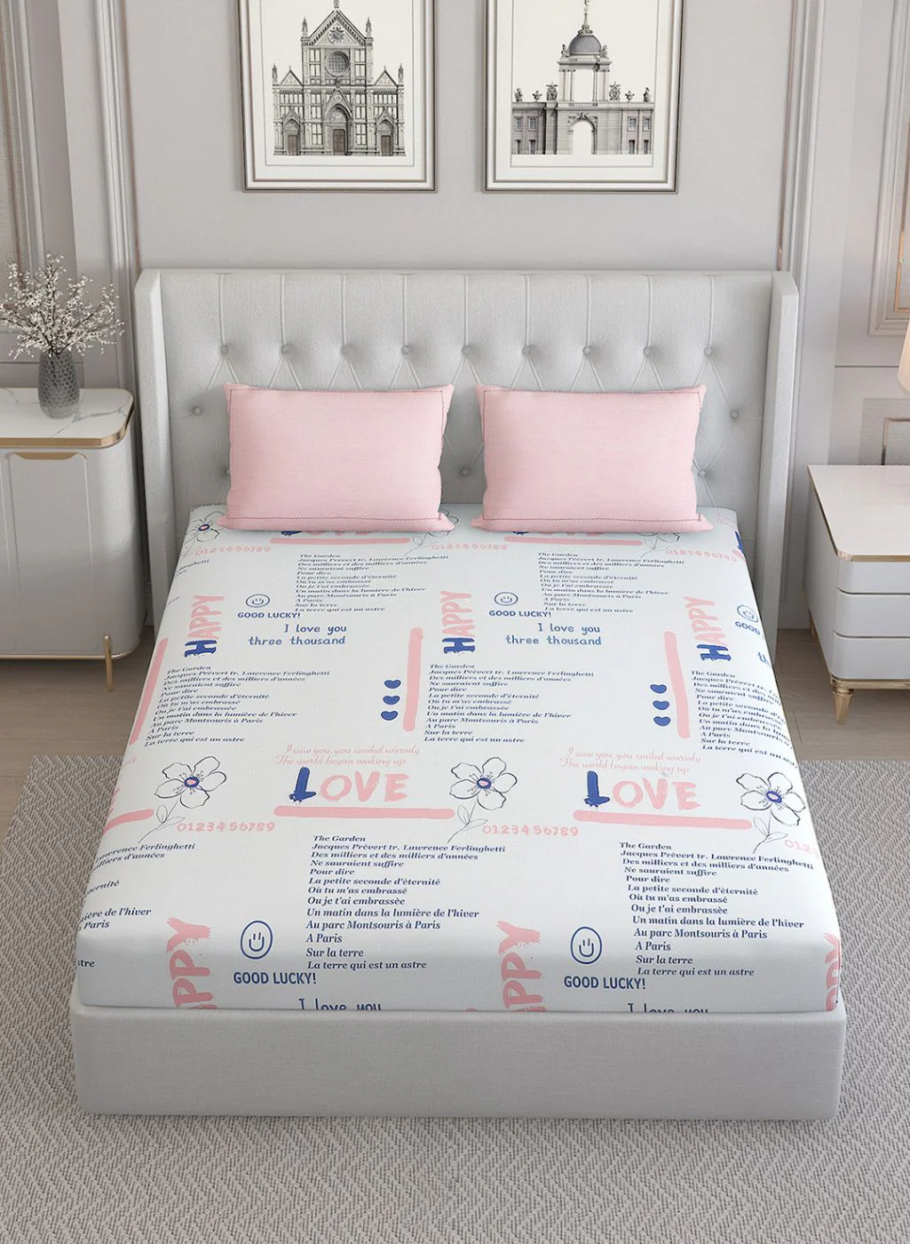 200TC Pure Cotton Queen Bedsheet with 2 Pillow Covers - Image 3