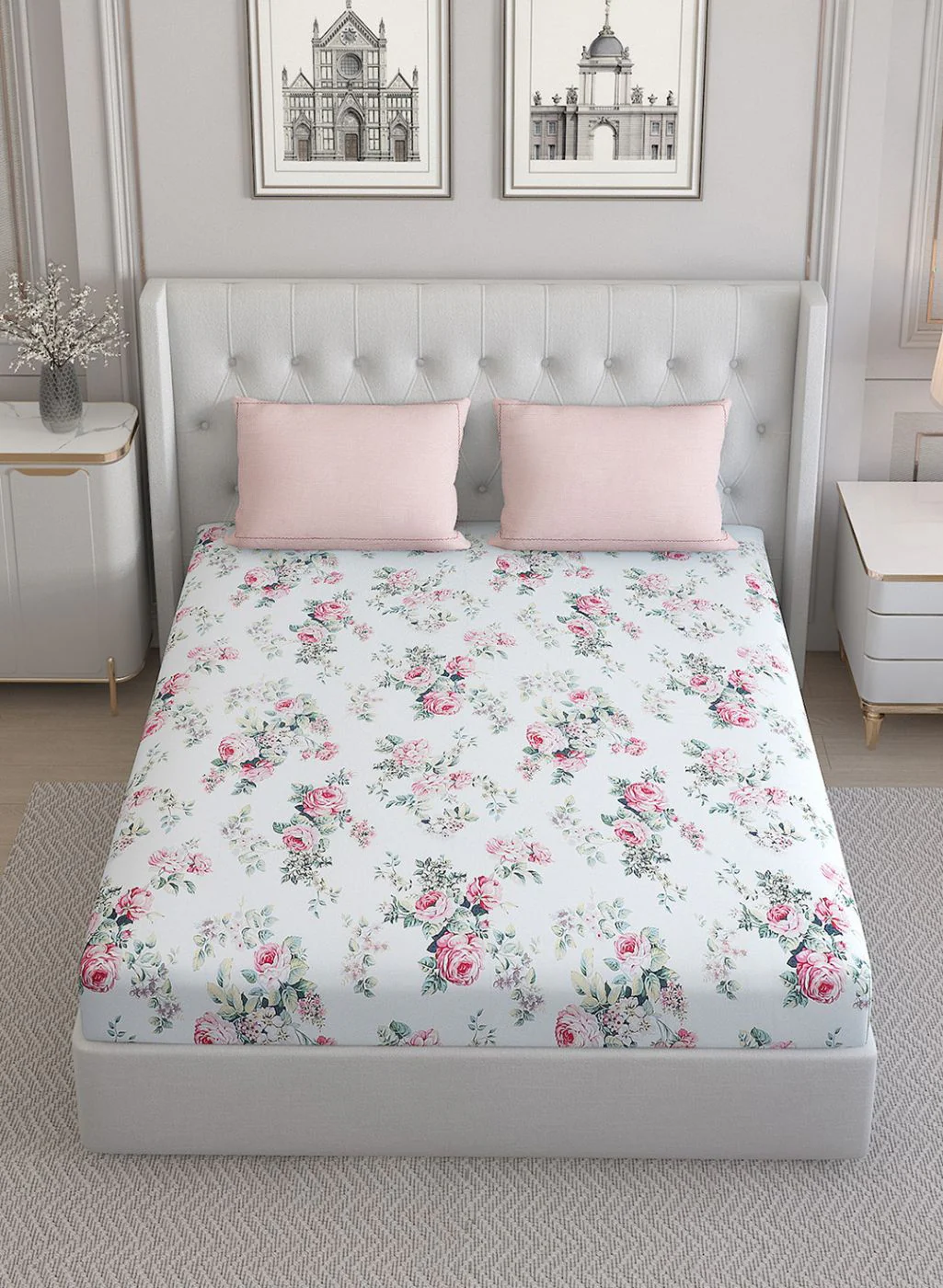 200TC Pure Cotton Queen Bedsheet with 2 Pillow Covers - Image 3