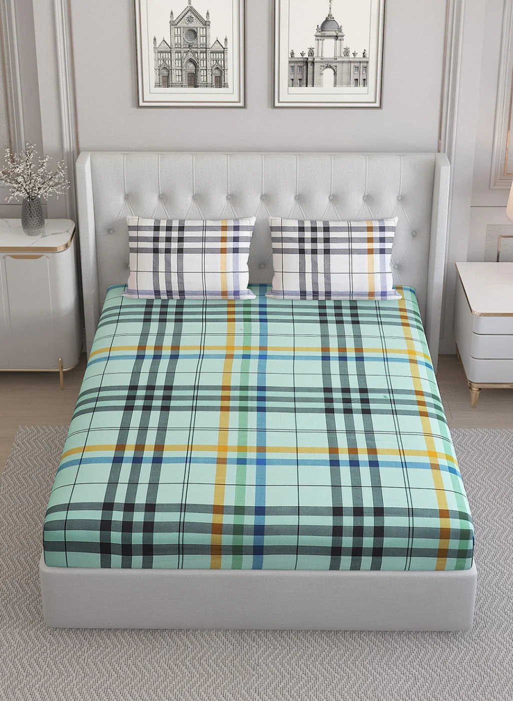 200TC Pure Cotton Queen Bedsheet with 2 Pillow Covers - Image 4