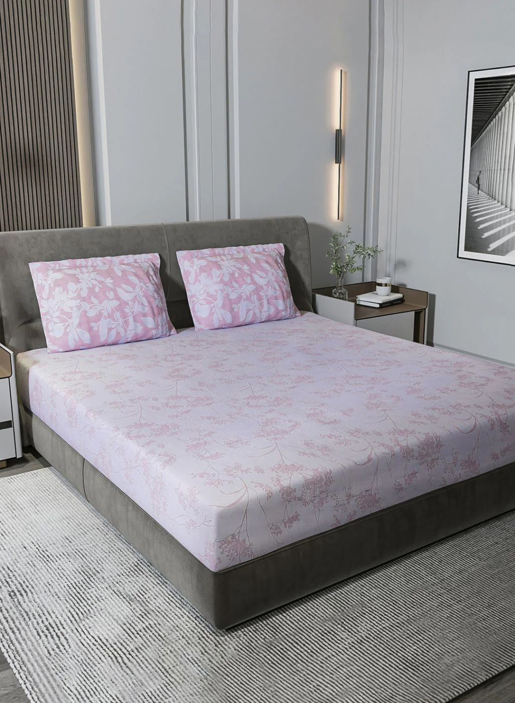 210TC Pure Cotton King Bedsheet with 2 Pillow Covers