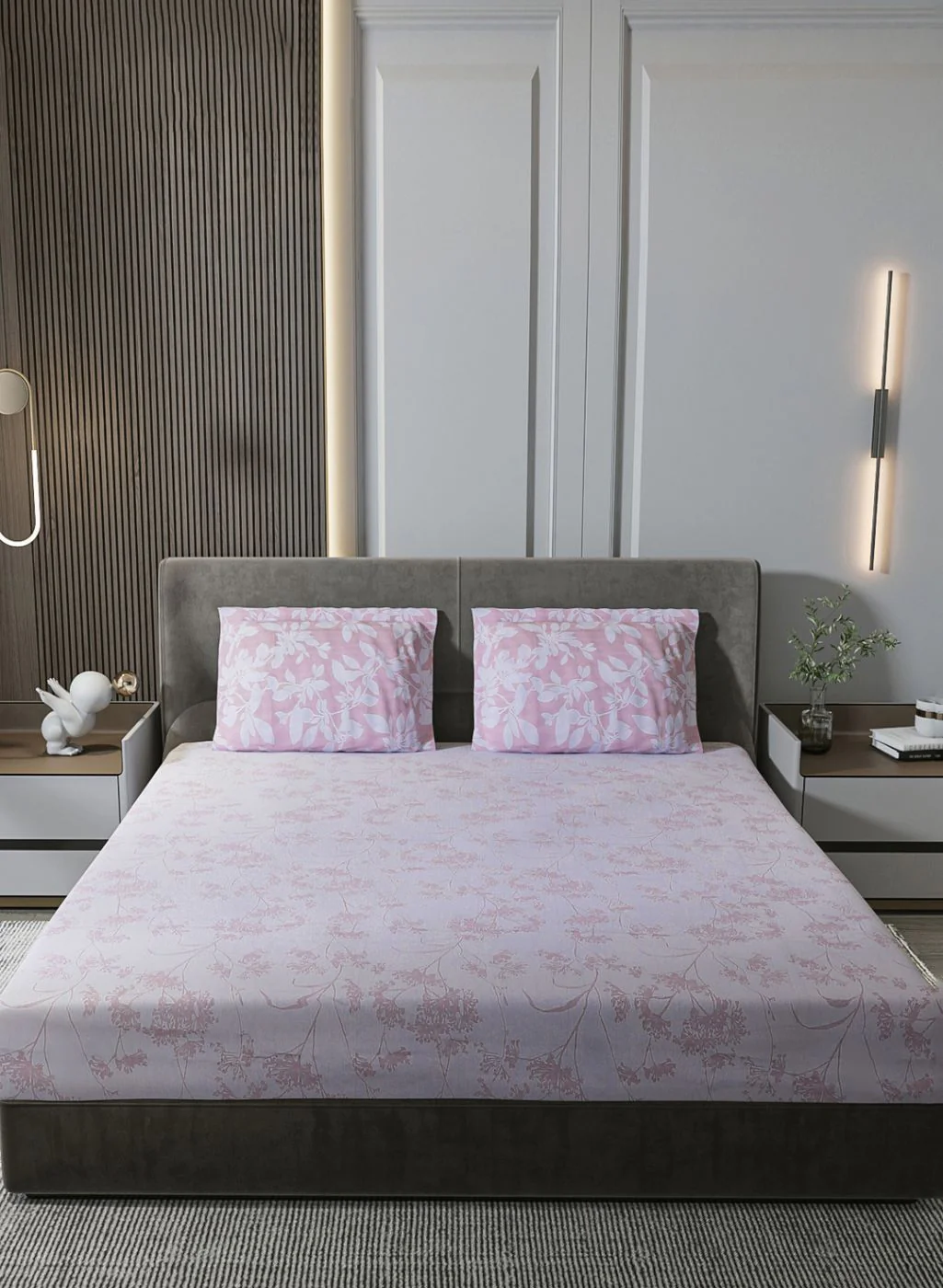 210TC Pure Cotton King Bedsheet with 2 Pillow Covers - Image 2