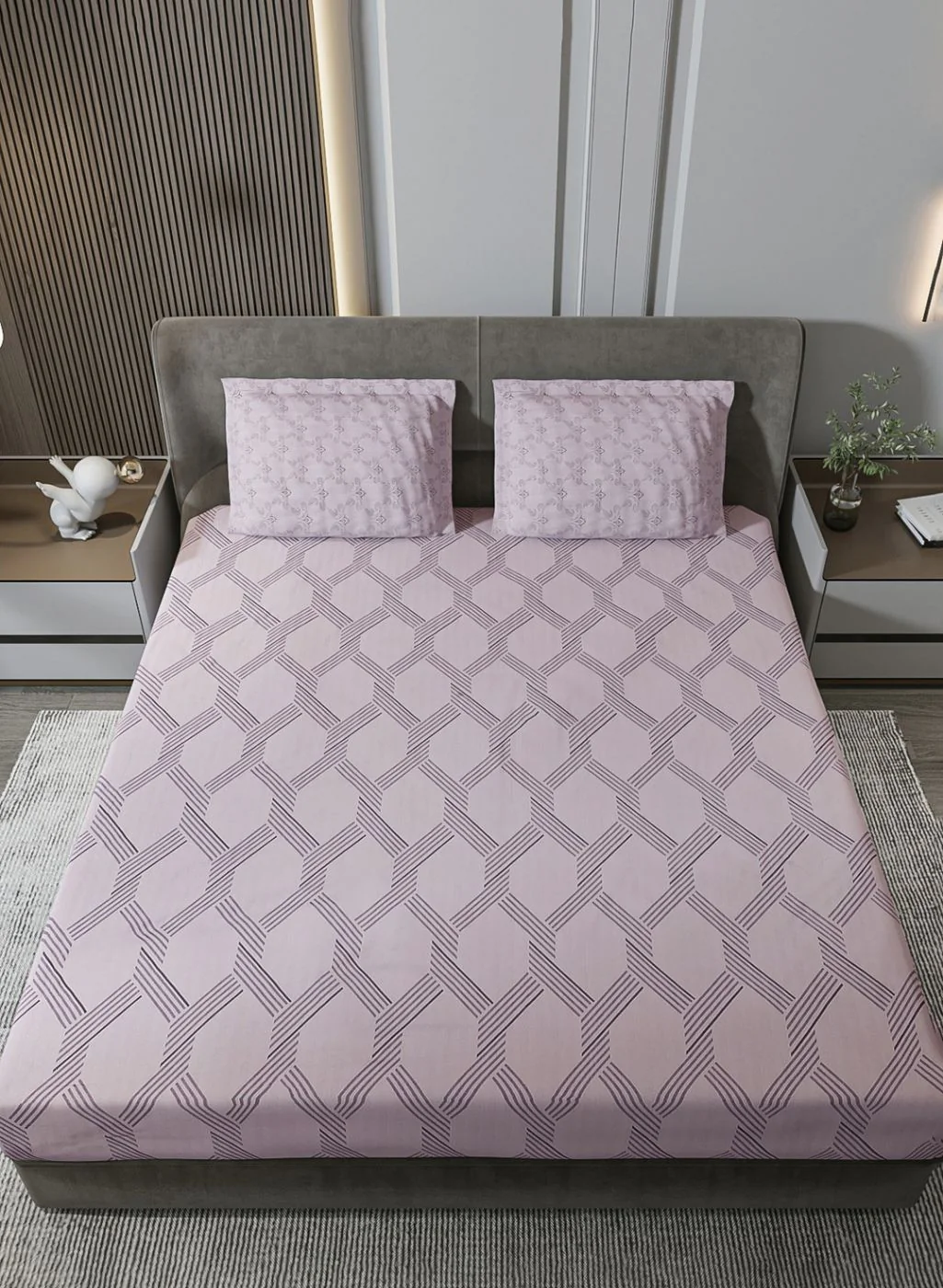 210TC Pure Cotton King Bedsheet with 2 Pillow Covers - Image 3