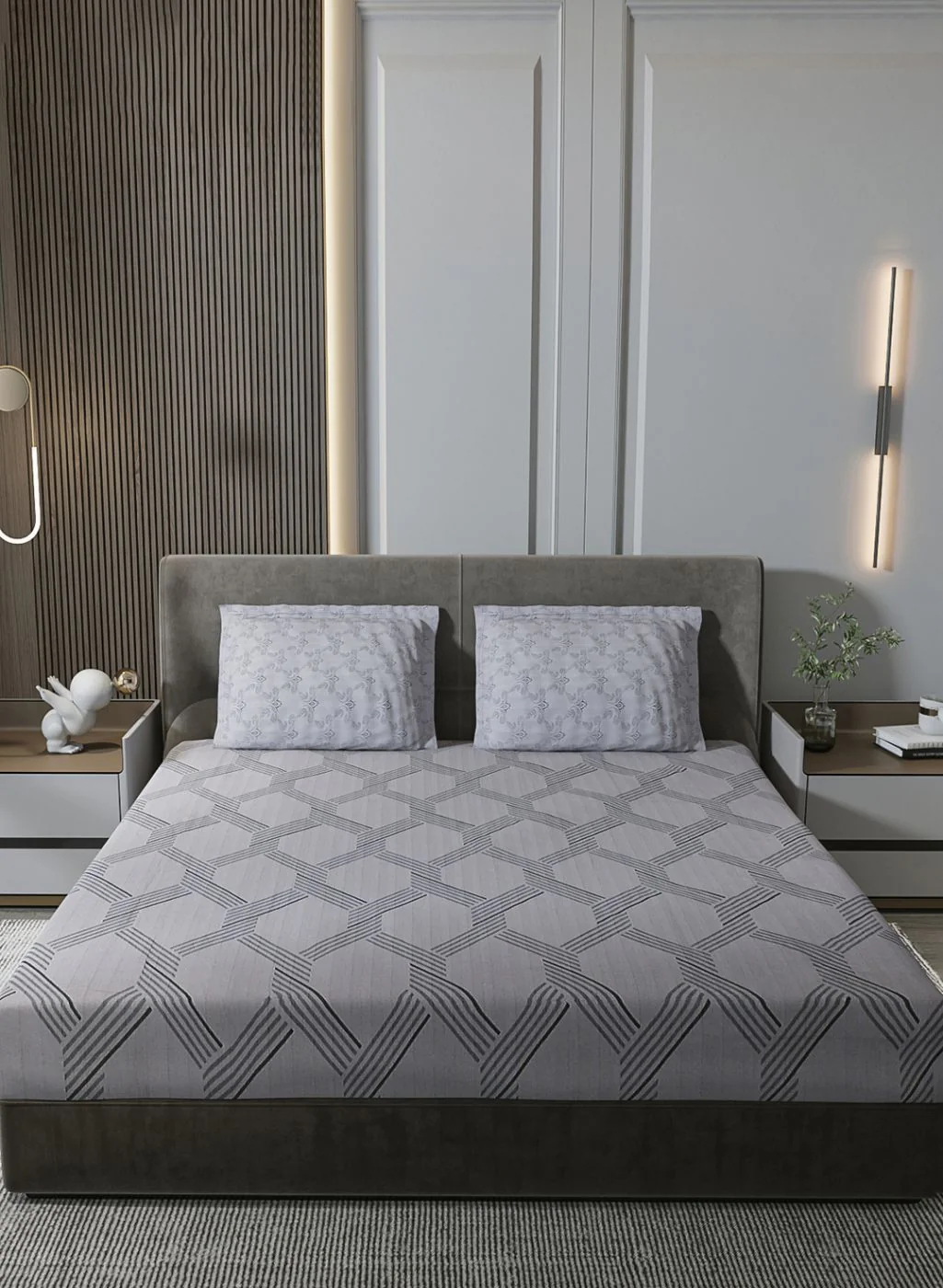 210TC Pure Cotton King Bedsheet with 2 Pillow Covers - Image 2