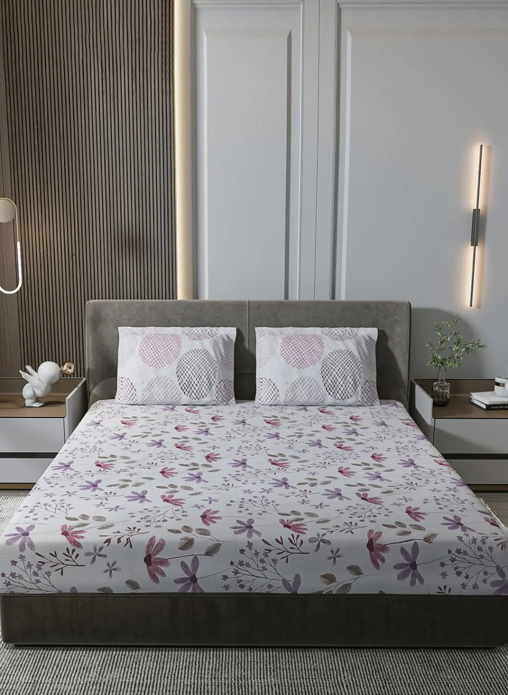 210TC Pure Cotton King Bedsheet with 2 Pillow Covers - Image 2