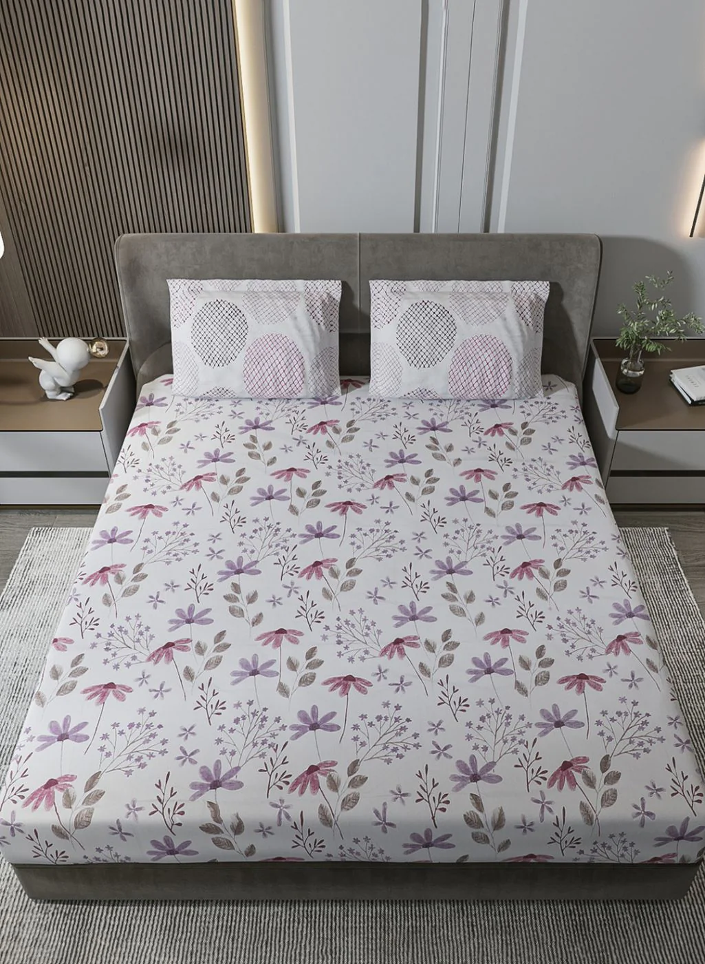 210TC Pure Cotton King Bedsheet with 2 Pillow Covers - Image 3