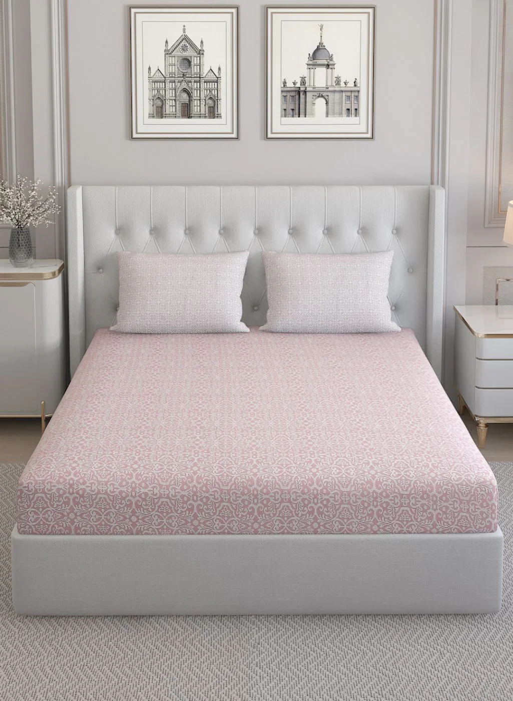 210TC Pure Cotton Queen Bedsheet with 2 Pillow Covers - Image 3
