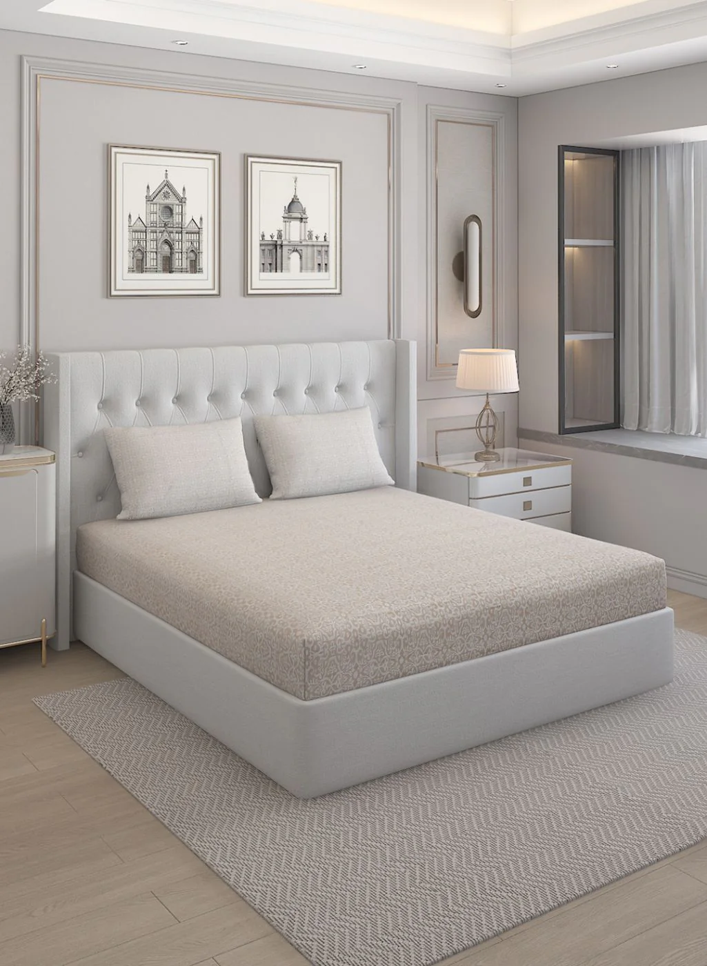 210TC Pure Cotton Queen Bedsheet with 2 Pillow Covers - Image 2