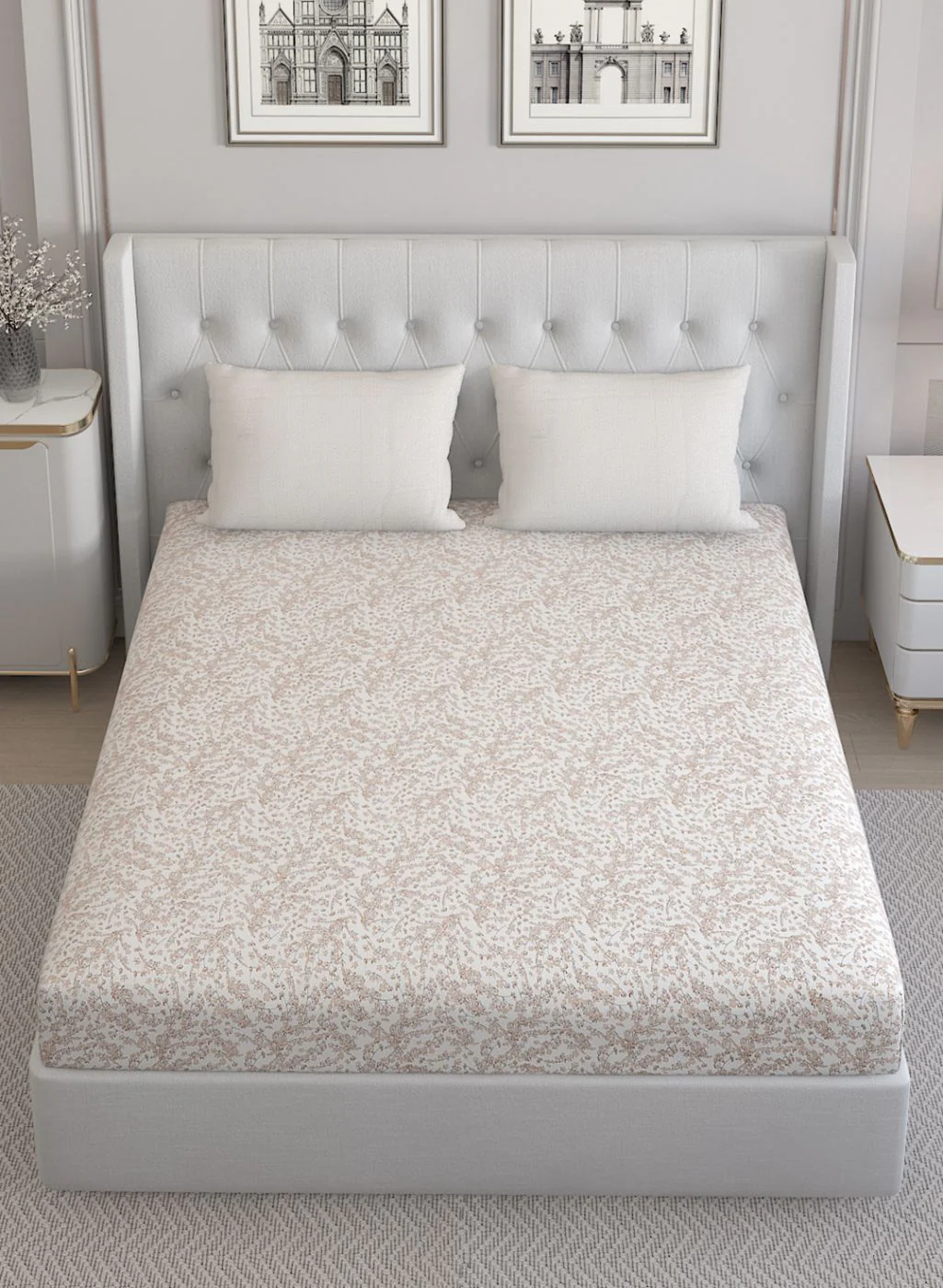 210TC Pure Cotton Queen Bedsheet with 2 Pillow Covers - Image 2