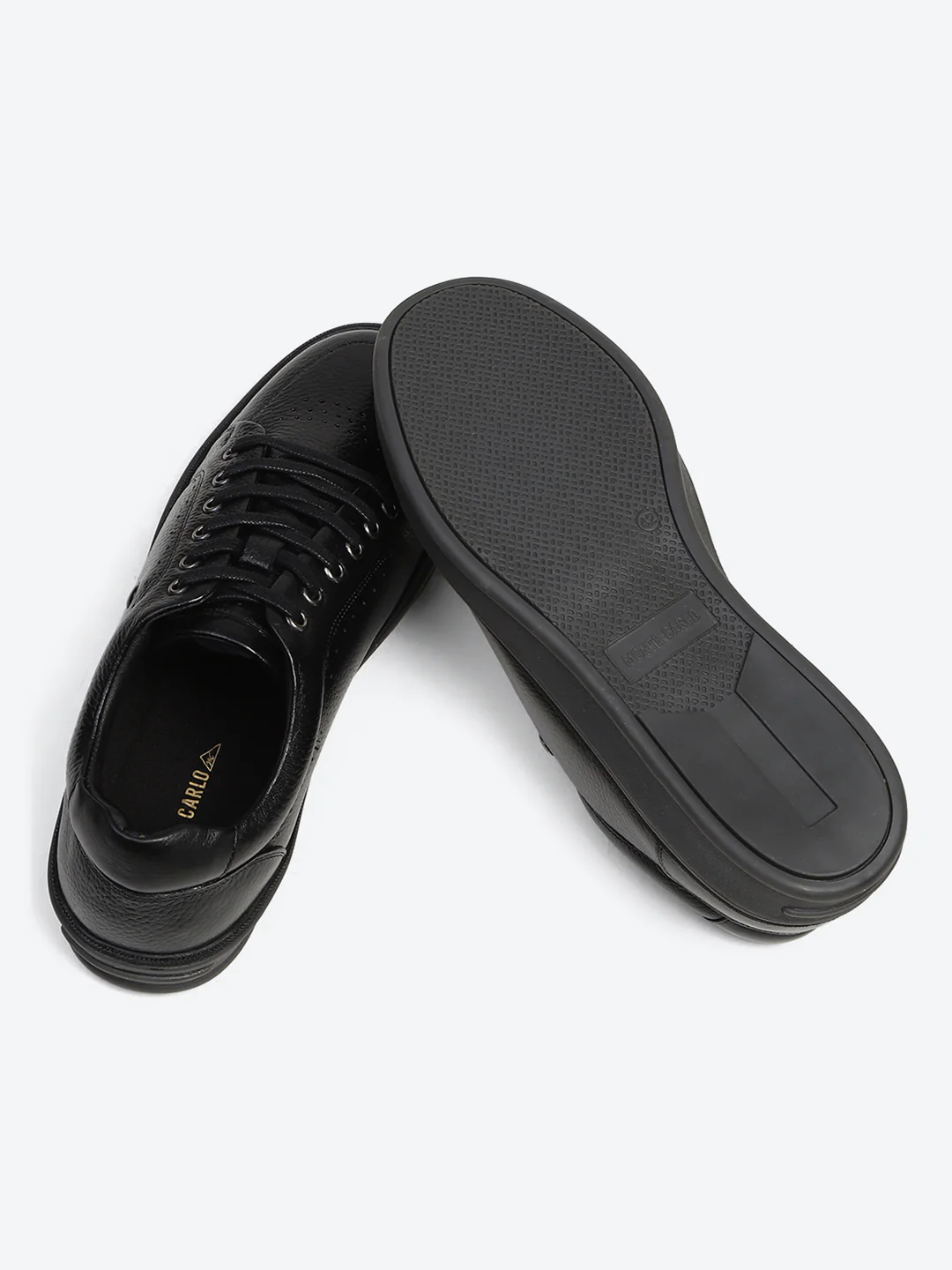 Monte Carlo Black Comfort Low-Top Leather Casual Sneakers for Men - Image 8