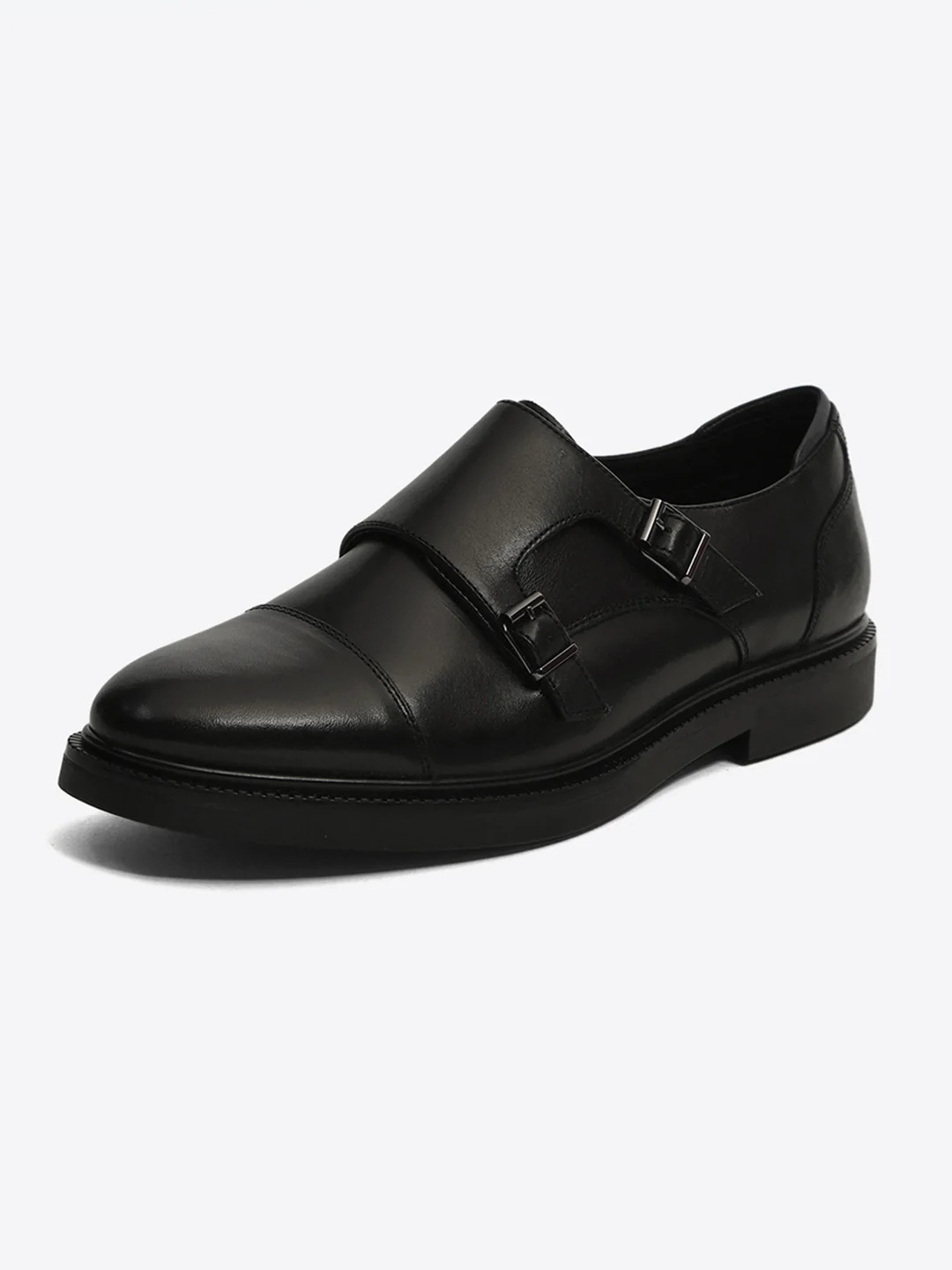 Monte Carlo Black Double Monk Strap Formal Shoes for Men - Image 2