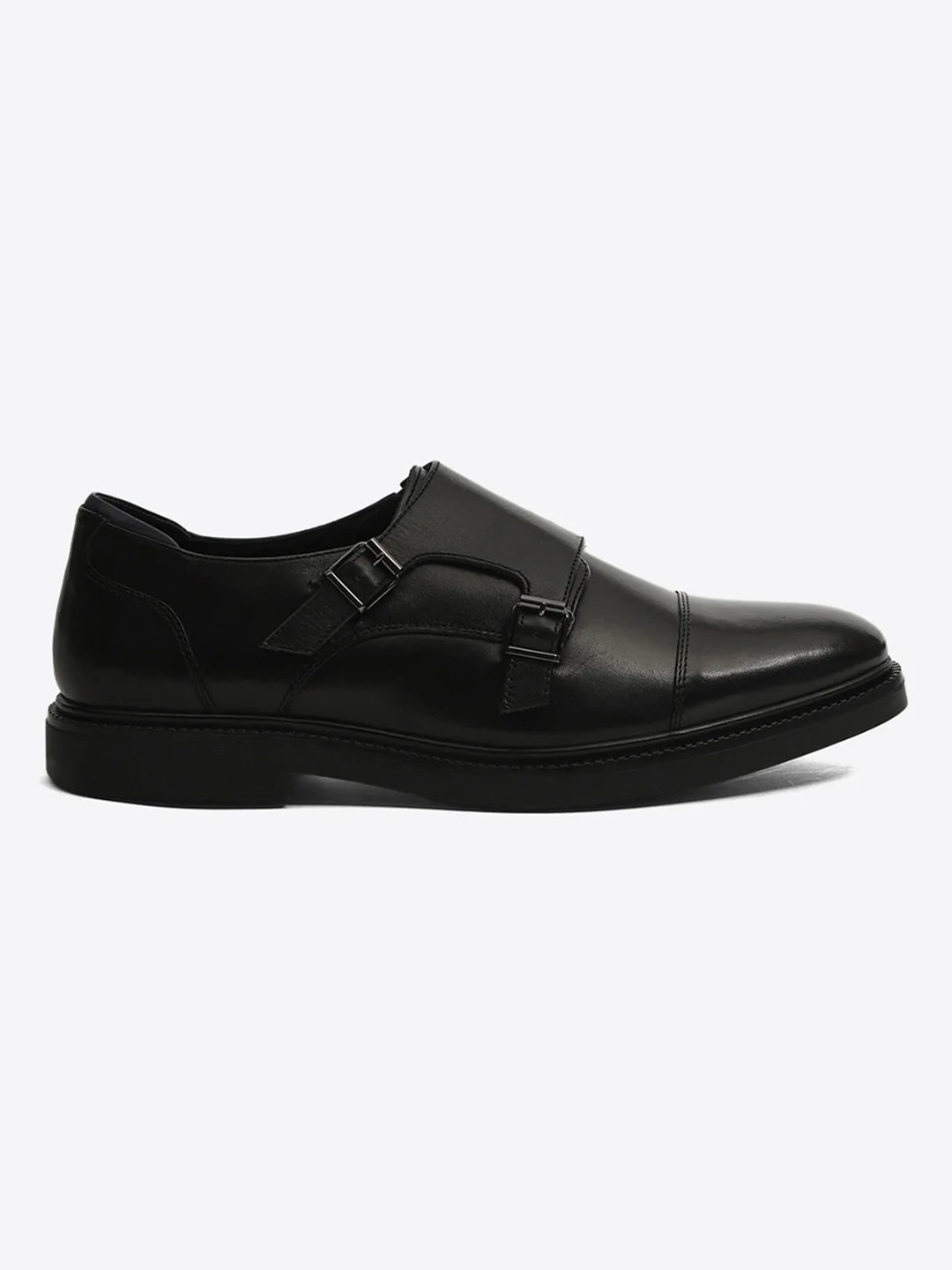Monte Carlo Black Double Monk Strap Formal Shoes for Men - Image 4