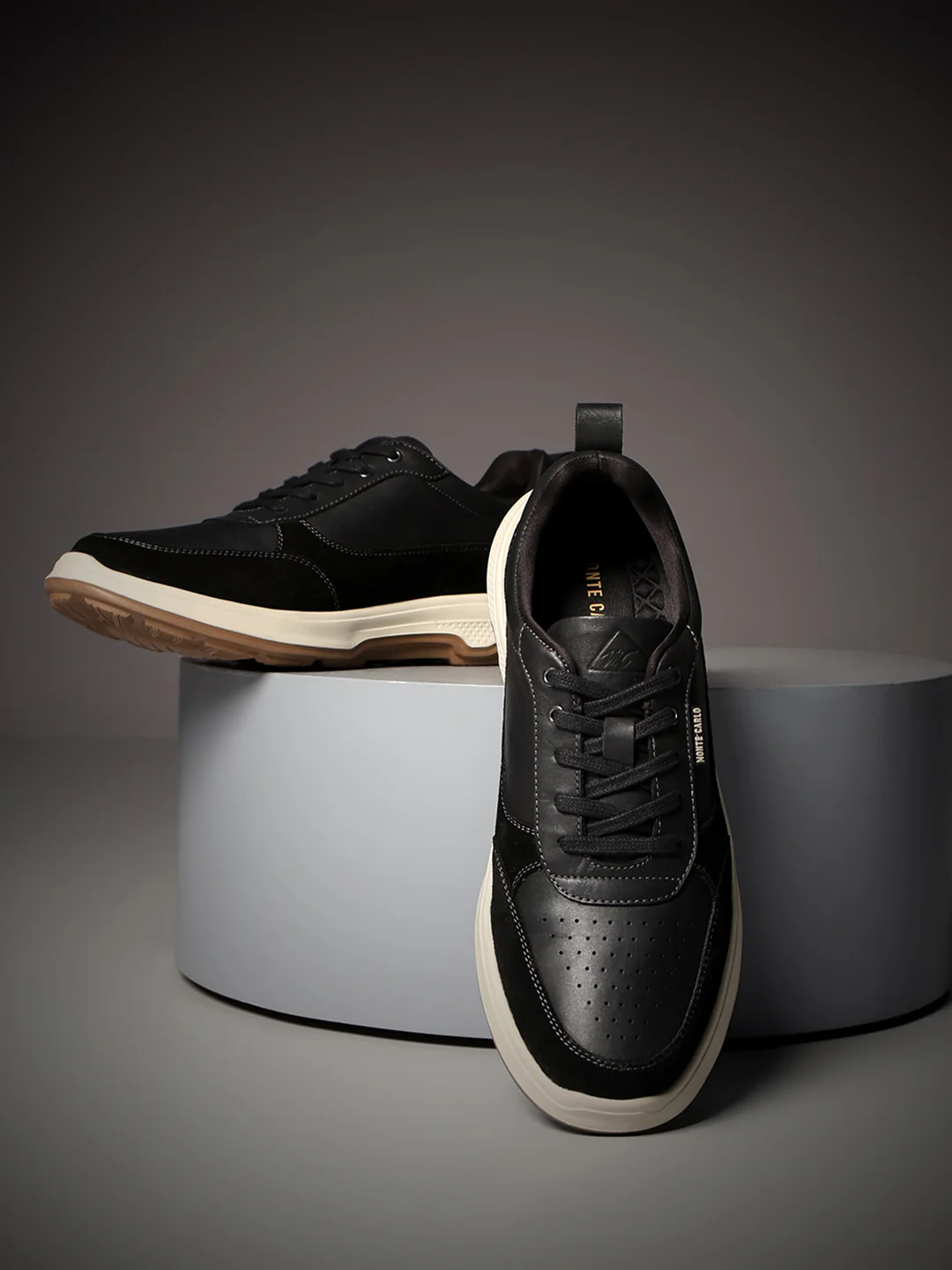 Monte Carlo Black & Taupe Comfort Casual Sneakers for Men