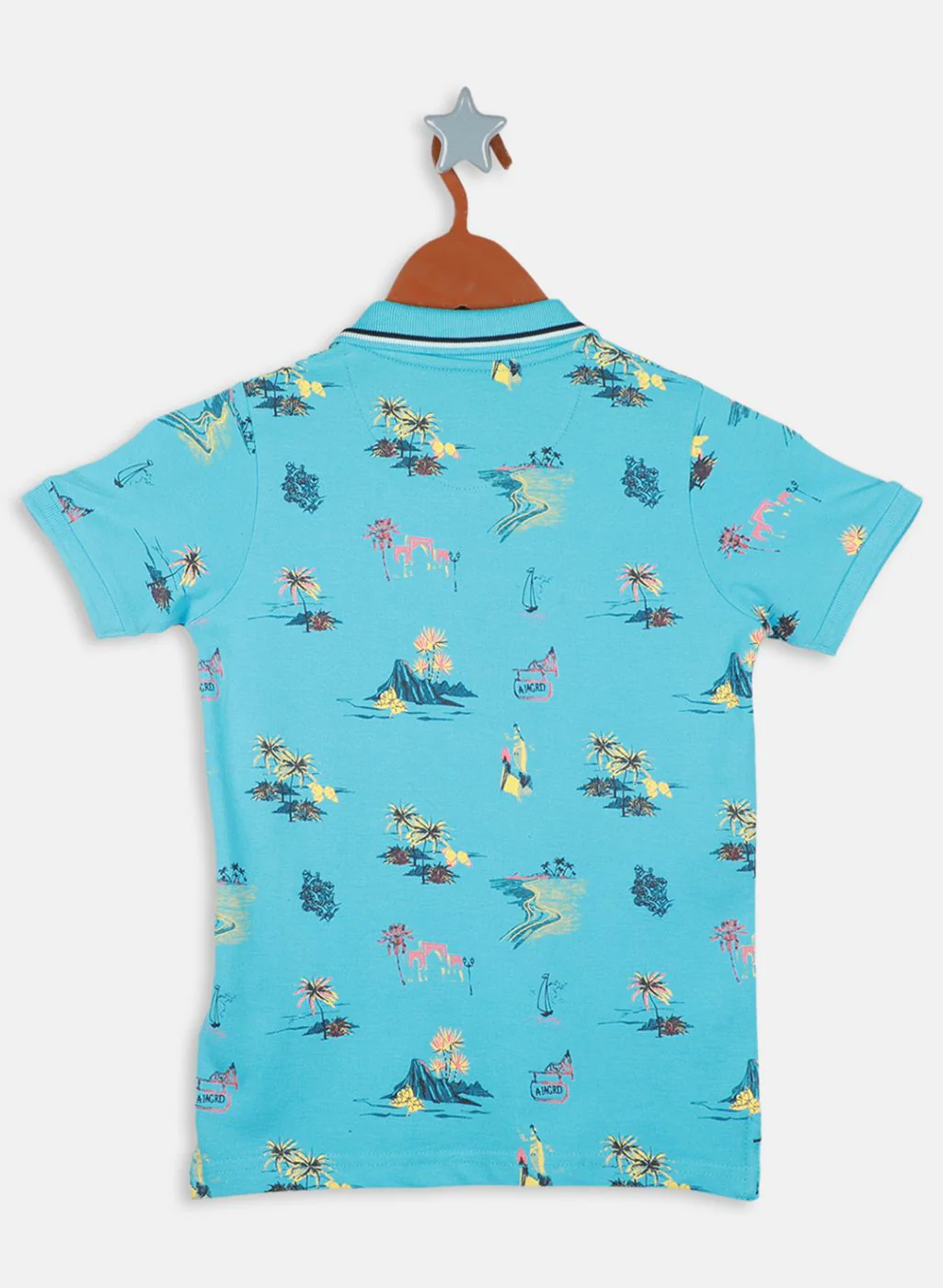 Boys Aqua Blue Printed T-Shirt - Image 2