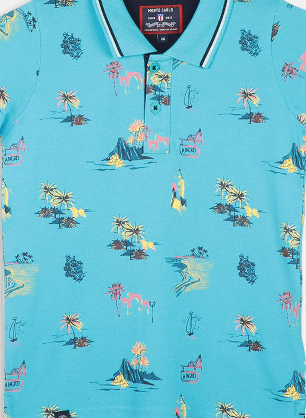 Boys Aqua Blue Printed T-Shirt - Image 3