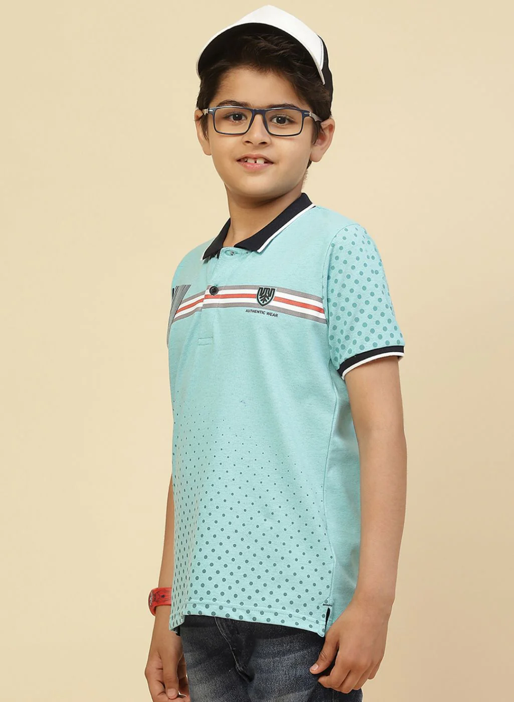 Boys Aqua Blue Printed T-Shirt - Image 3