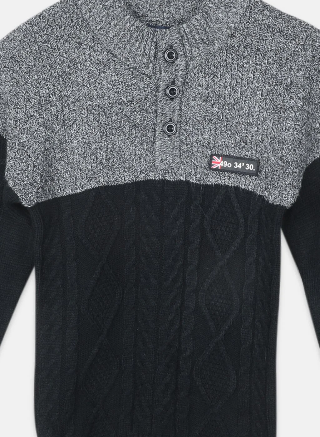 Boys Black Printed Pullover - Image 3