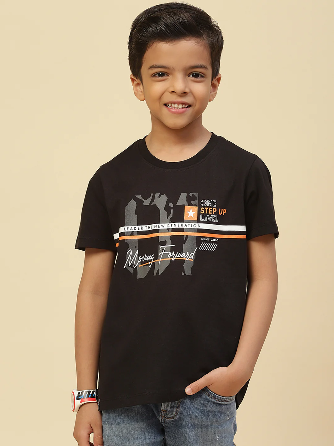 Boys Black & Pink Printed Round Neck Half Sleeve T-Shirt (Pack of 2) - Image 6