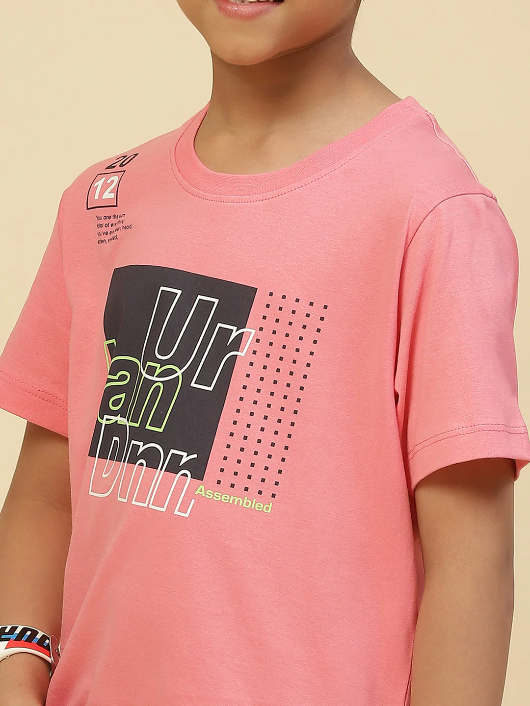 Boys Black & Pink Printed Round Neck Half Sleeve T-Shirt (Pack of 2) - Image 9
