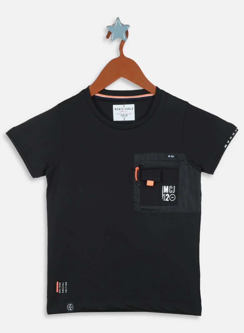 Boys Black Printed T-Shirt