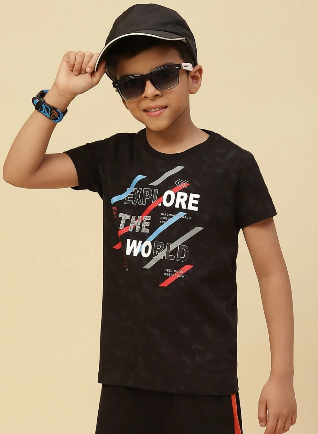 Boys Black Printed T-Shirt - Image 2