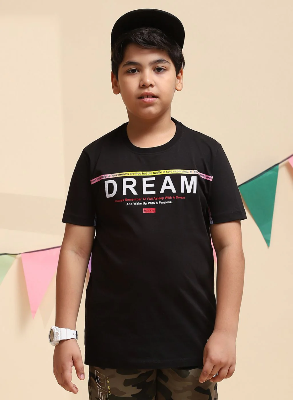 Boys Black Printed T-Shirt - Image 2