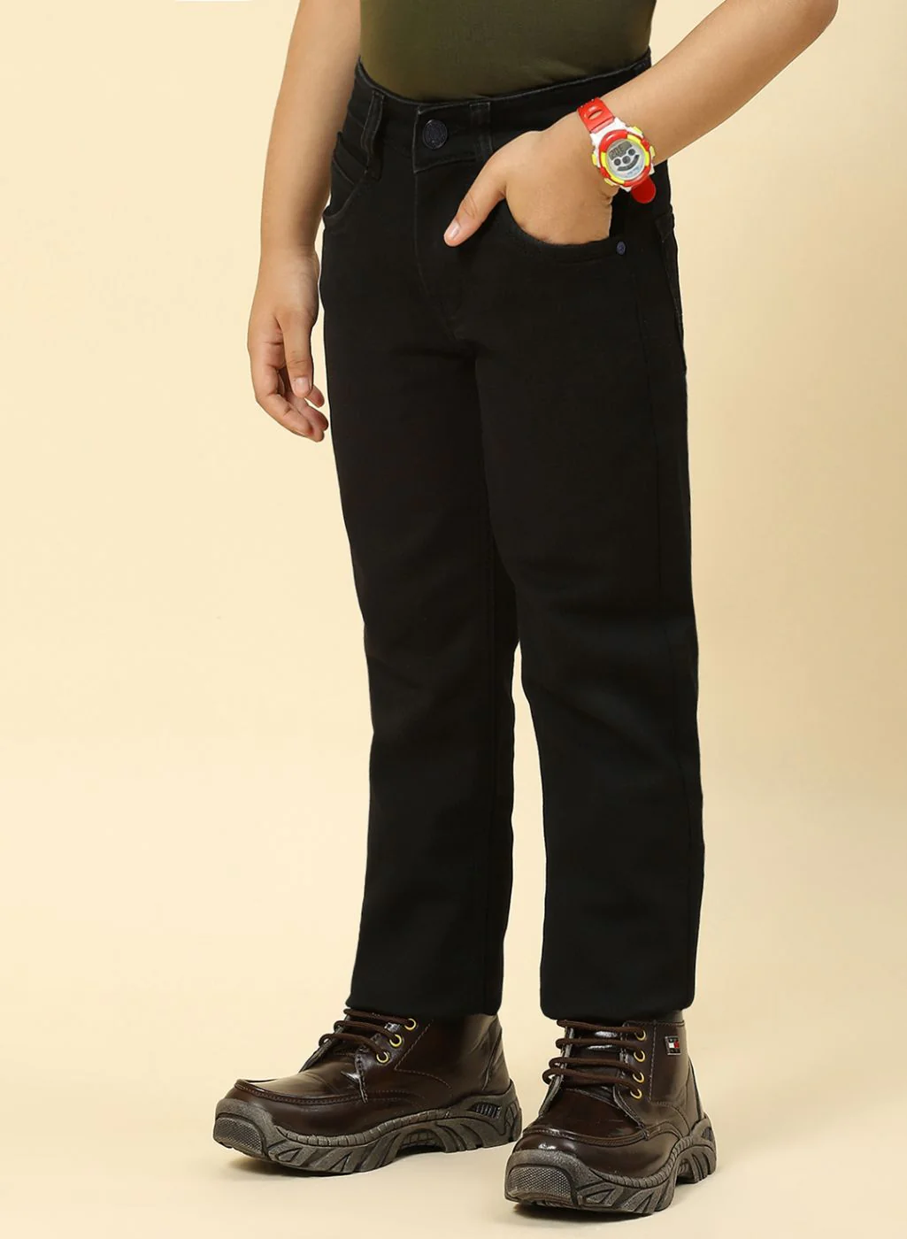 Boys Black Regular Fit Denim - Image 3