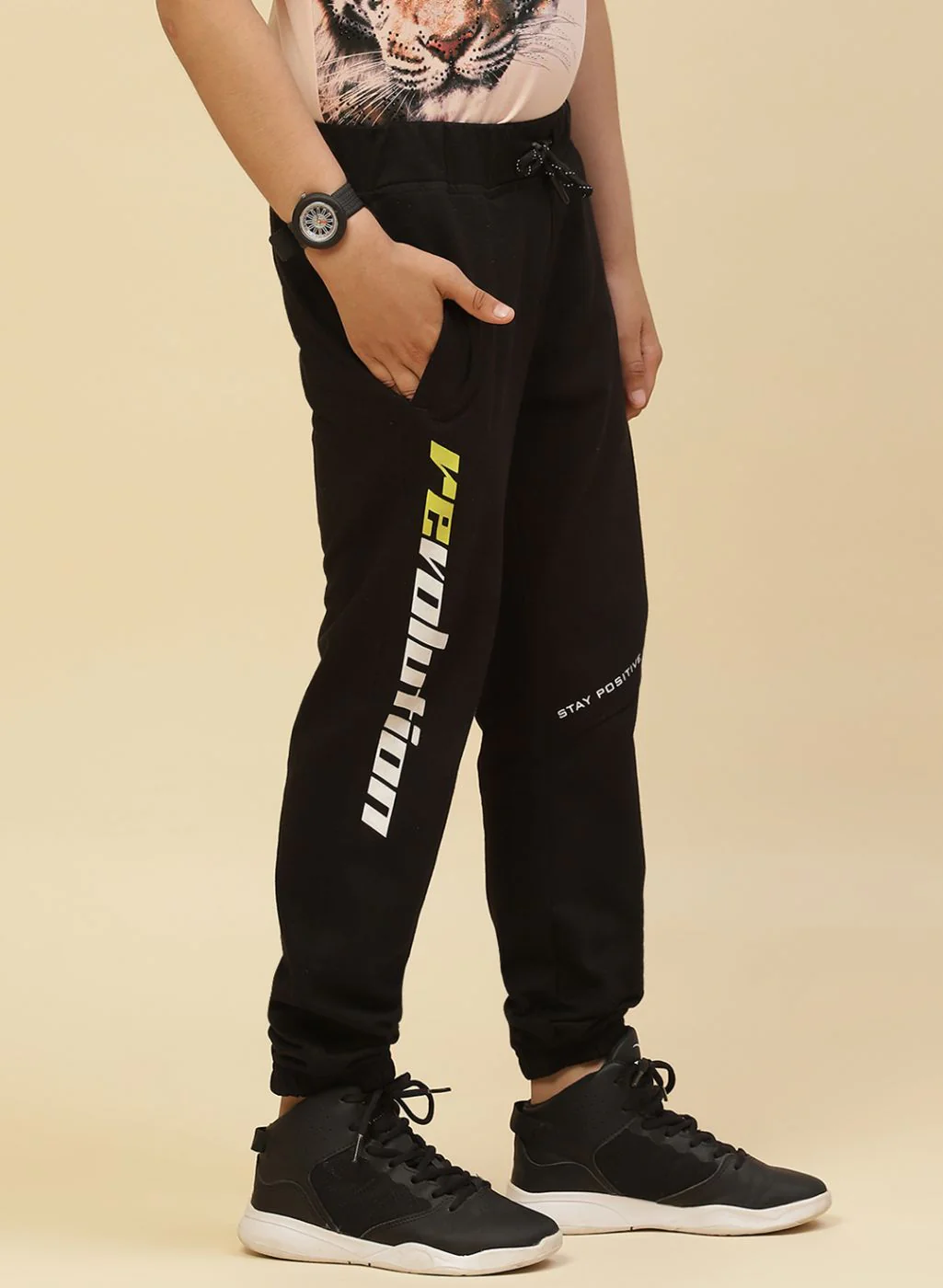 Boys Black Regular Fit Lower - Image 4