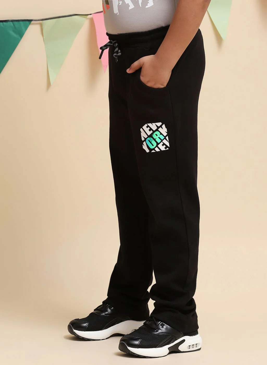 Boys Black Regular Fit Lower - Image 3