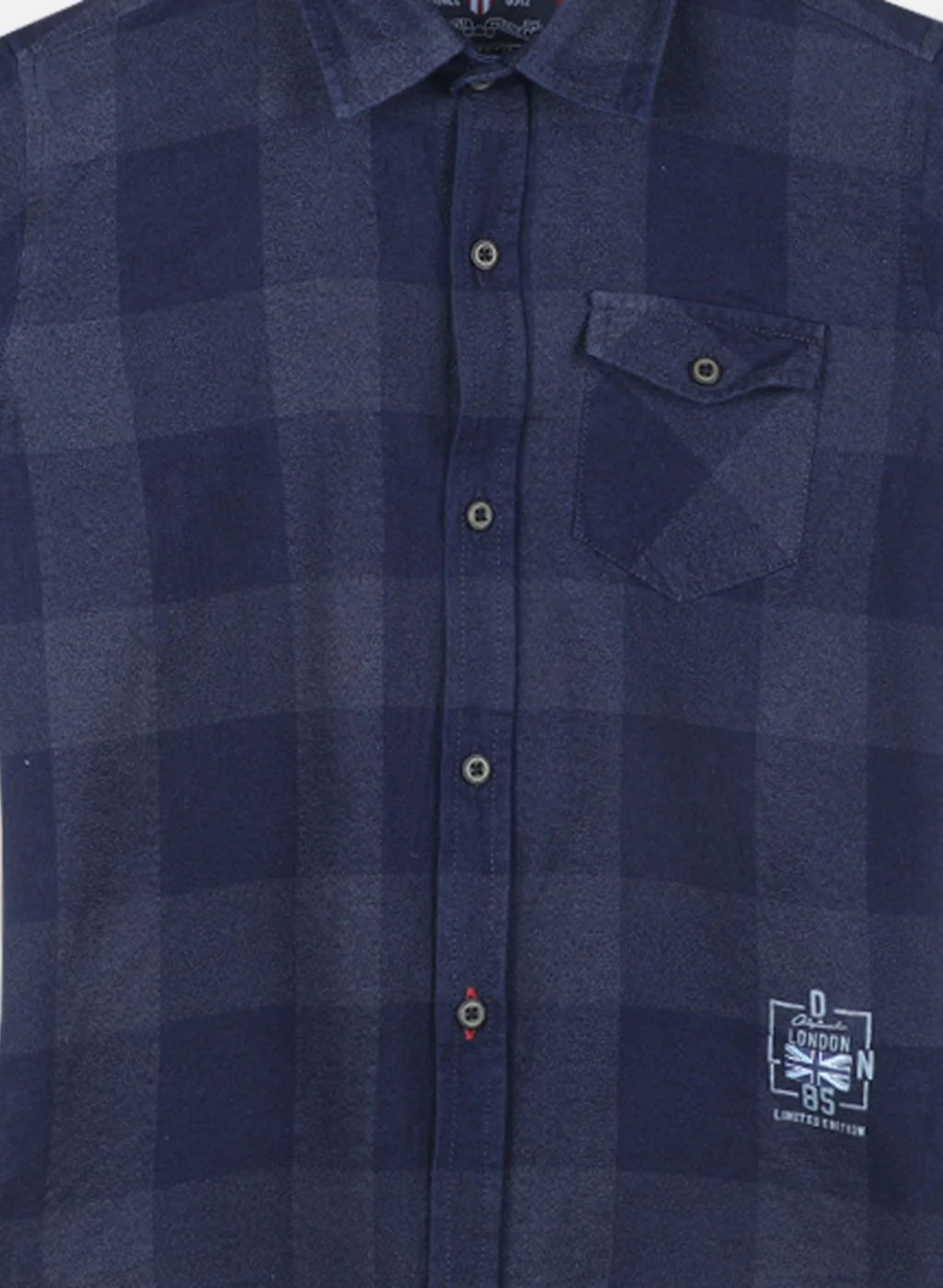 Boys Blue Check Shirt - Image 3