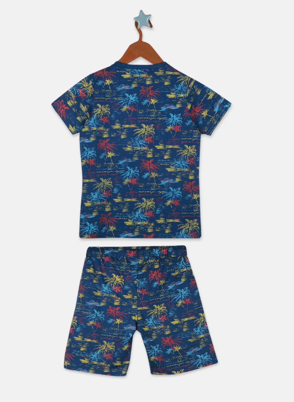 Boys Blue Printed Bermuda Set - Image 2