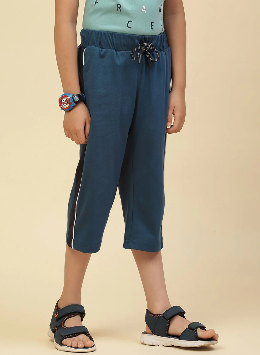 Boys Blue Printed Capri - Image 3