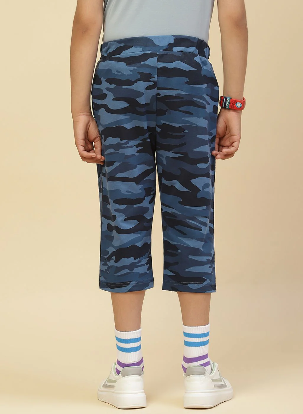Boys Blue Printed Capri - Image 4