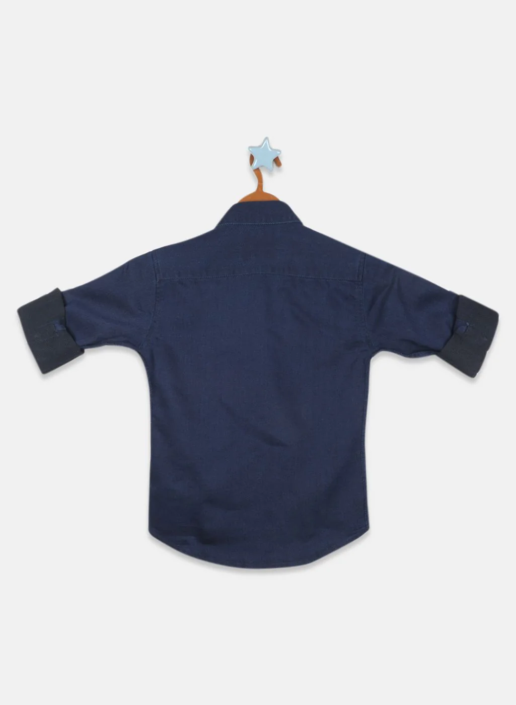 Boys Blue Solid Shirt - Image 2