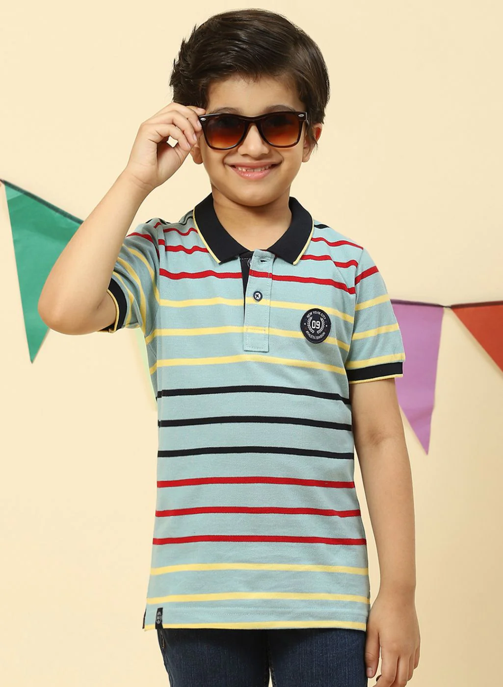 Boys Blue Stripe T-Shirt - Image 2