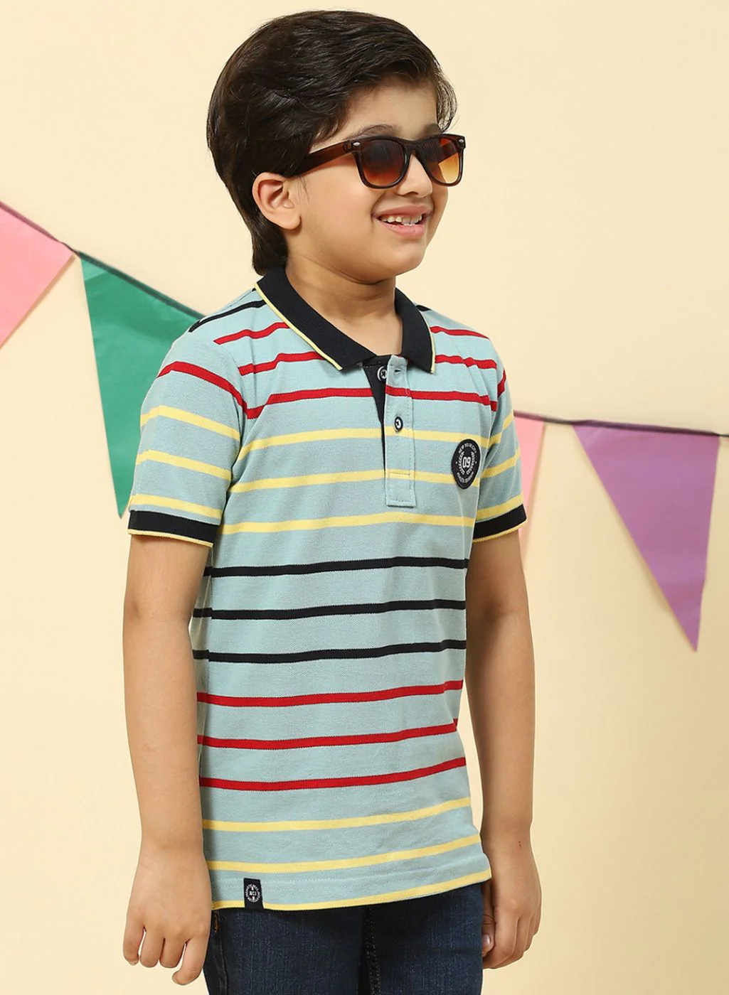 Boys Blue Stripe T-Shirt - Image 4