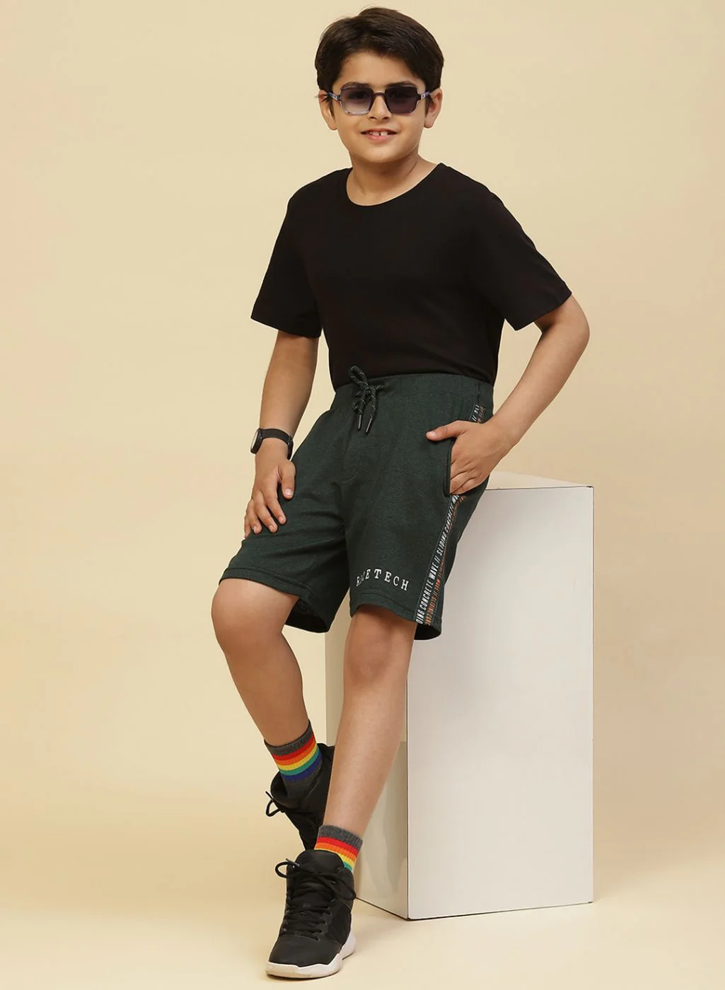 Boys Green Printed Bermuda - Image 2