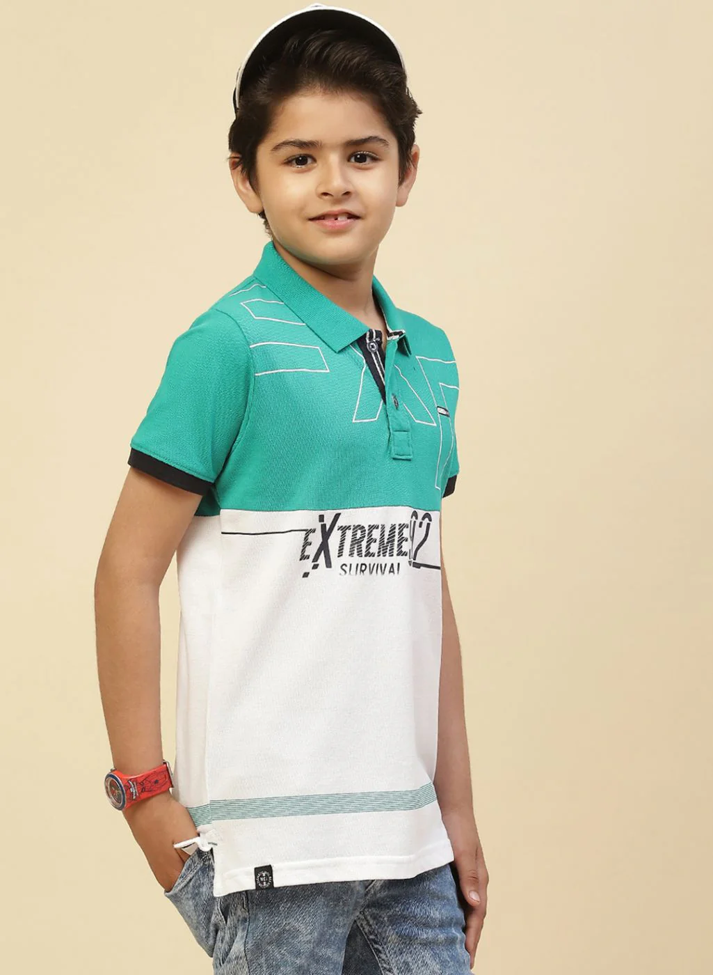 Boys Green Printed T-Shirt - Image 3