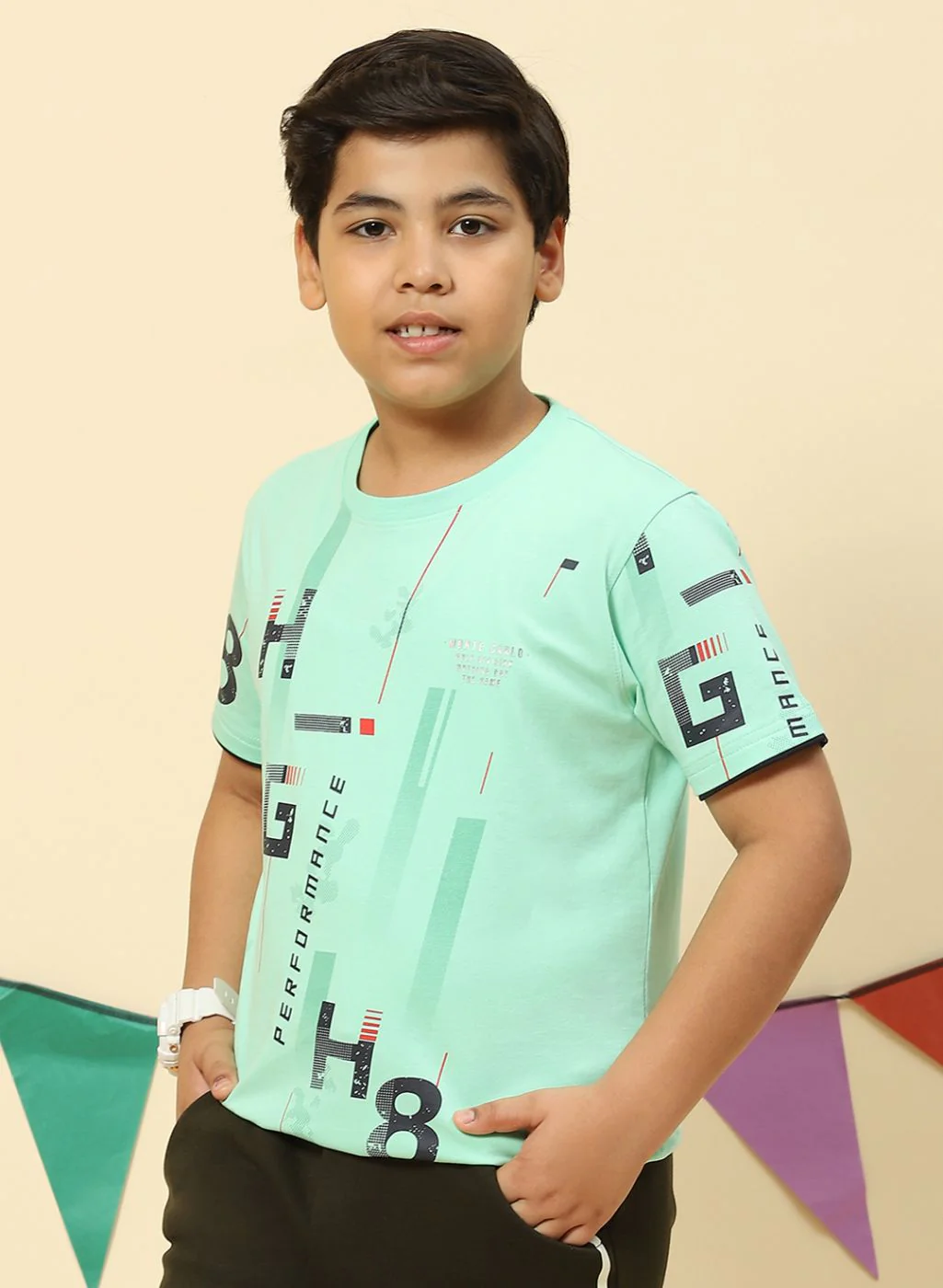 Boys Green Printed T-Shirt - Image 3