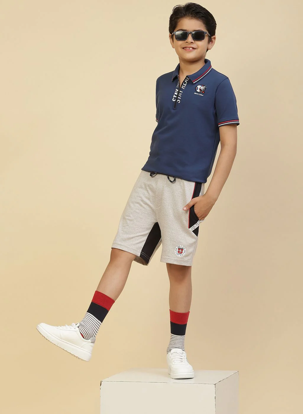 Boys Grey Printed Bermuda - Image 5