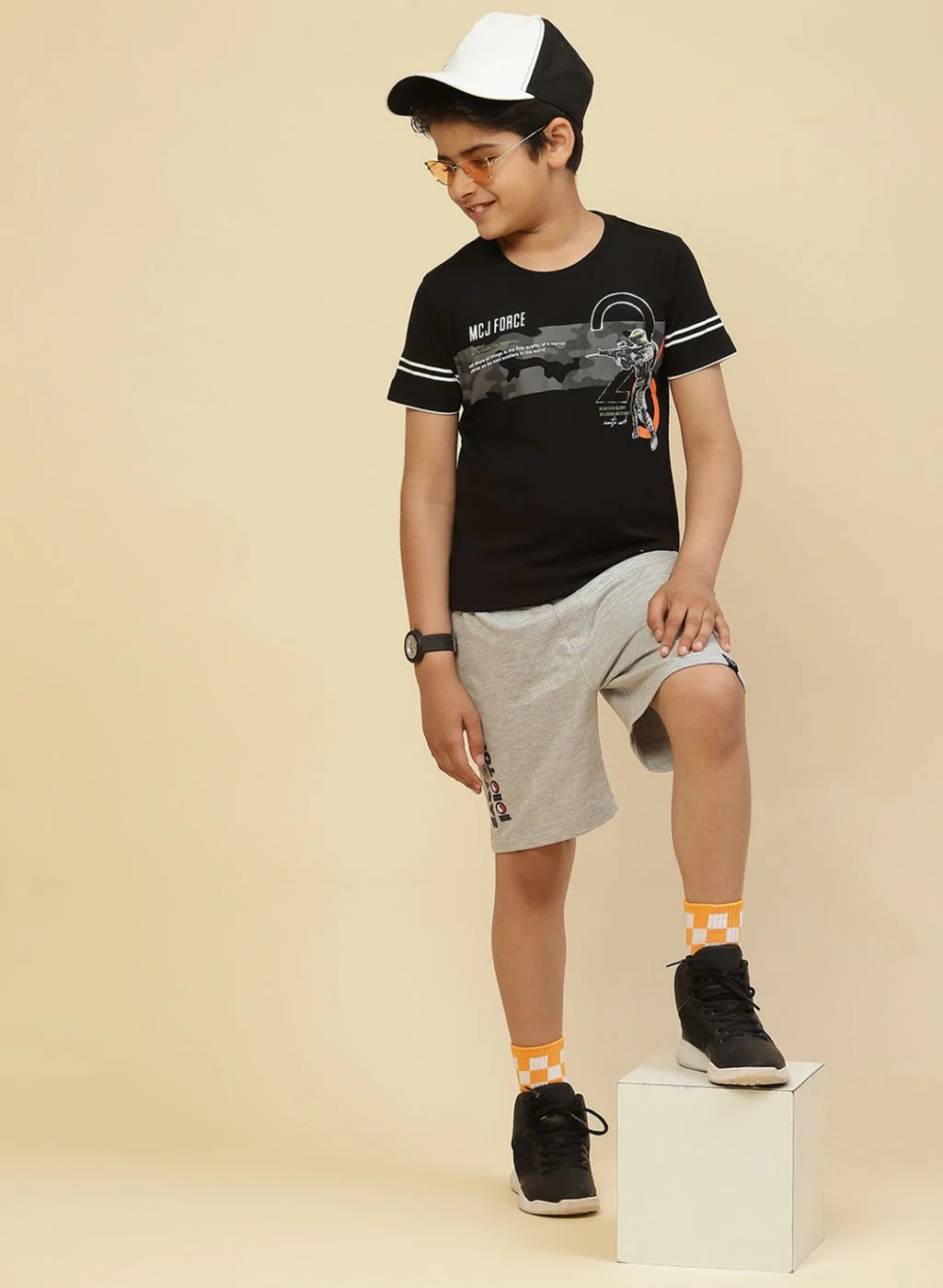 Boys Grey Printed Bermuda - Image 5
