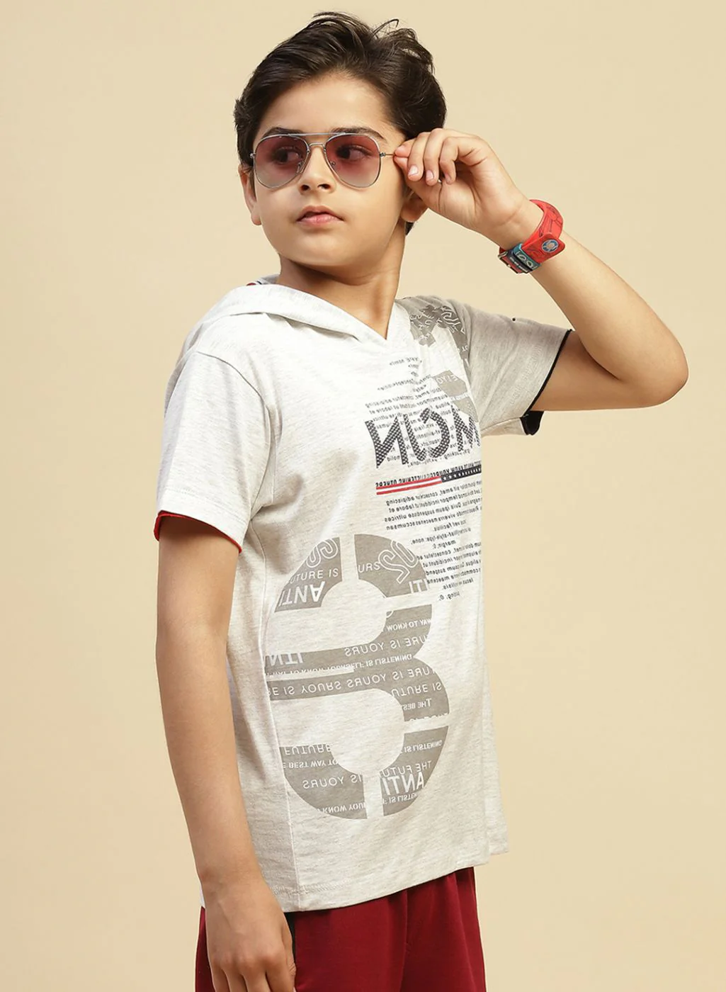 Boys Grey Printed T-Shirt - Image 3