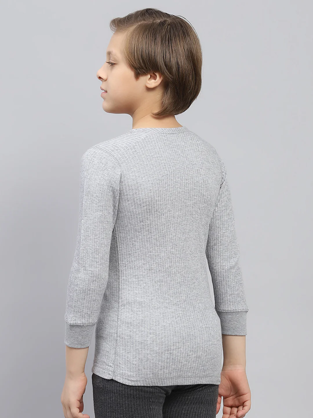Boys Grey Solid Thermal Vest - Image 5