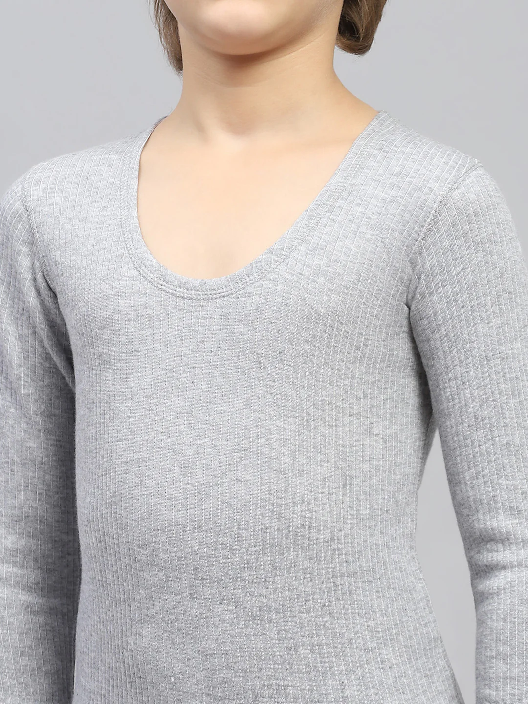 Boys Grey Solid Thermal Vest - Image 6