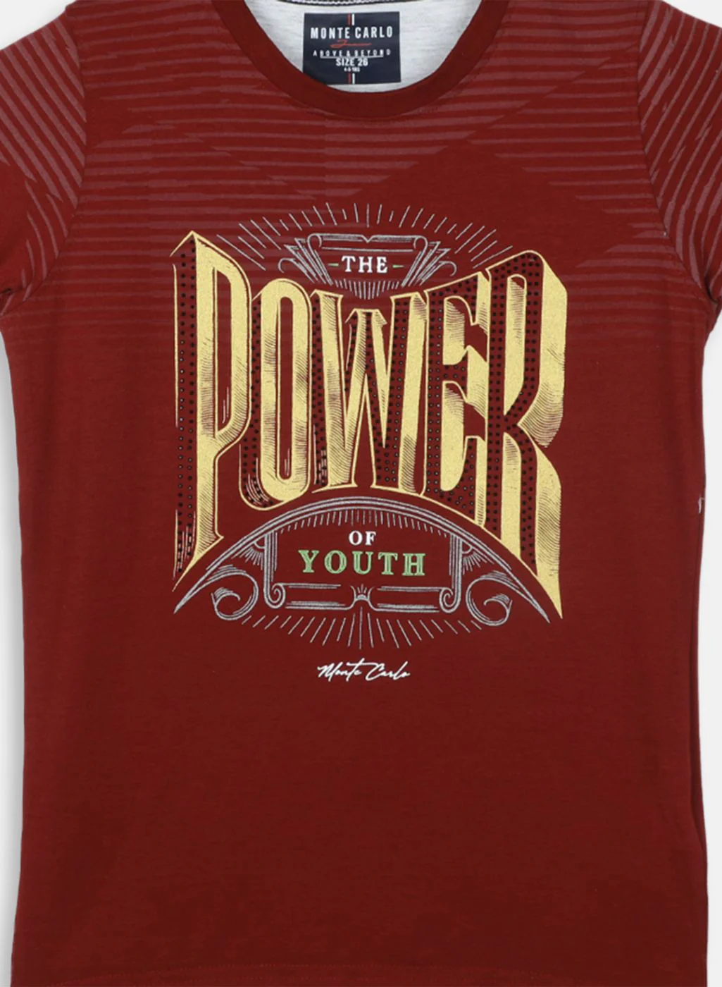 Boys Maroon Printed T-Shirt - Image 3