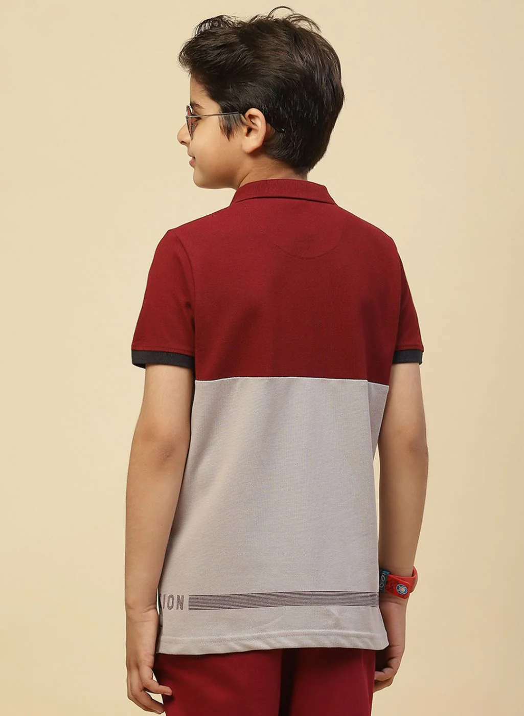 Boys Maroon Printed T-Shirt - Image 4