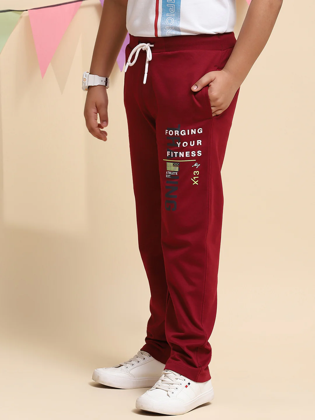 Boys Maroon Regular Fit Lower - Image 3