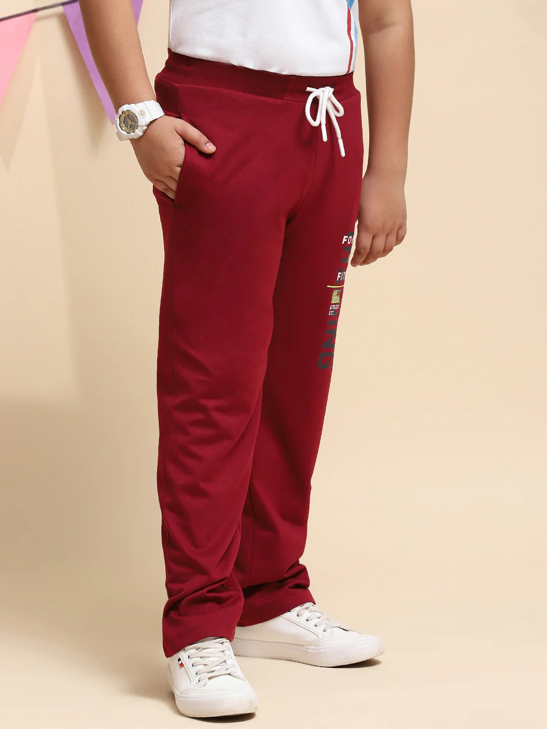 Boys Maroon Regular Fit Lower - Image 4