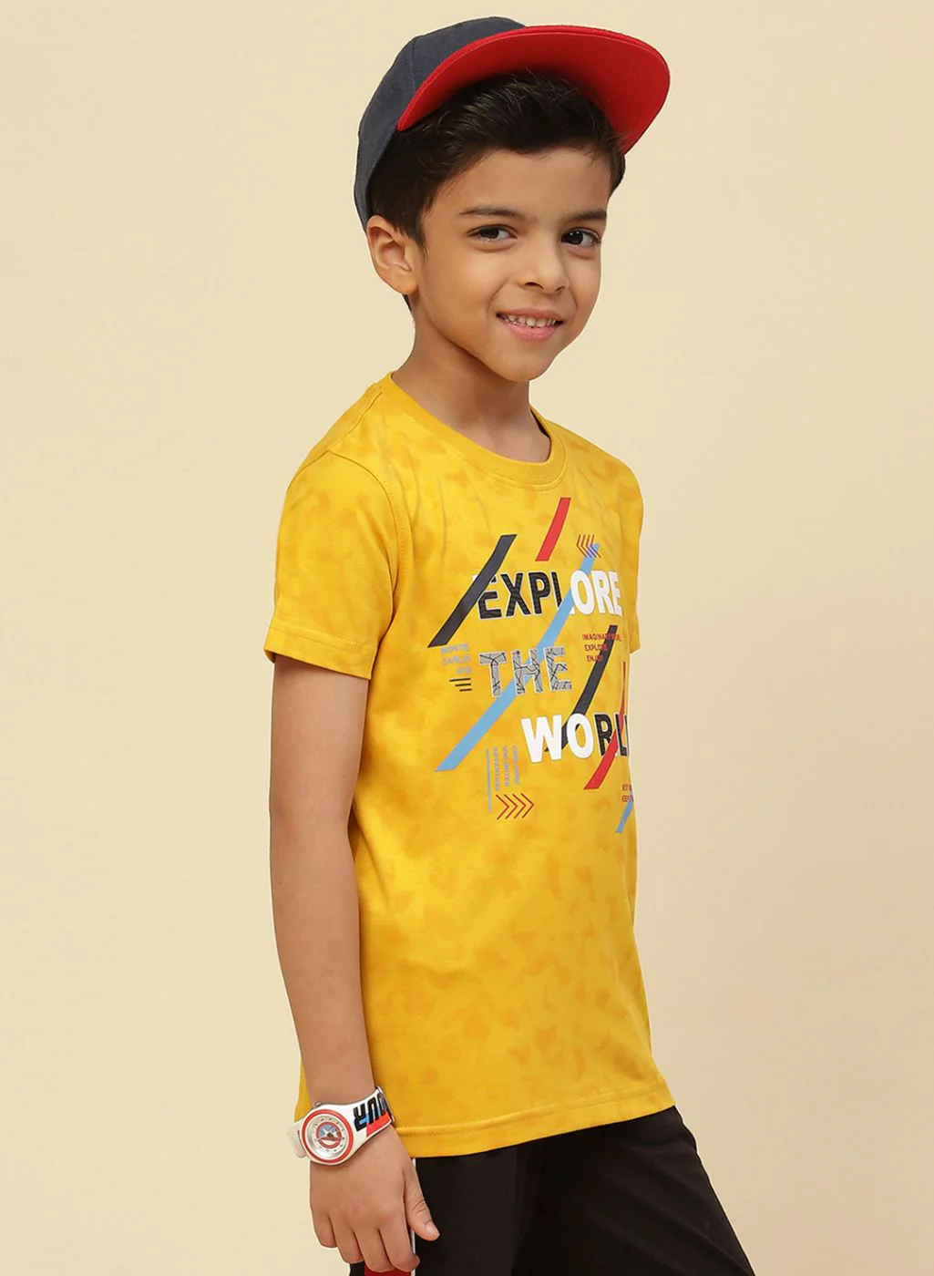 Boys Mustard Printed T-Shirt - Image 3